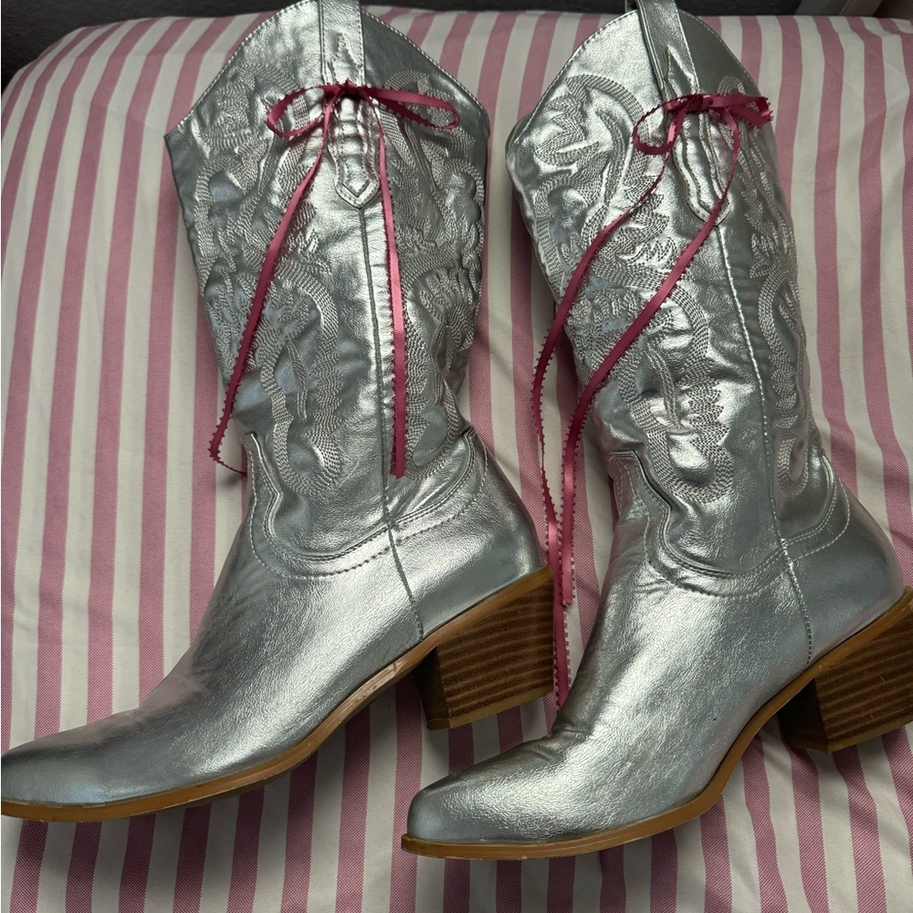 Silver Western Boots